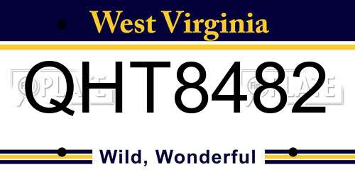 QHT8482 West Virginia License Plate