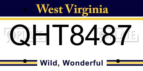 QHT8487 West Virginia License Plate