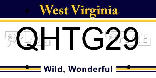 QHTG29 West Virginia License Plate