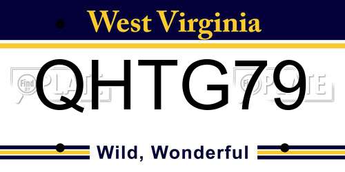 QHTG79 West Virginia License Plate