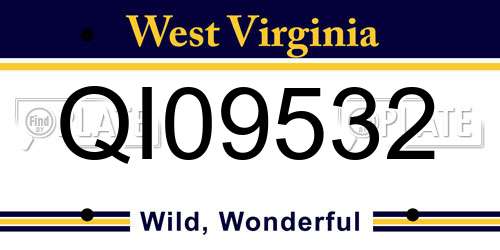 QI09532 West Virginia License Plate