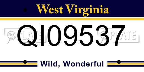 QI09537 West Virginia License Plate