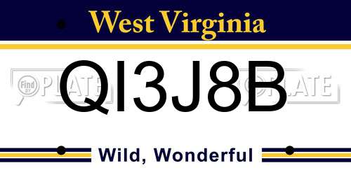 QI3J8B West Virginia License Plate