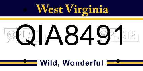 QIA8491 West Virginia License Plate