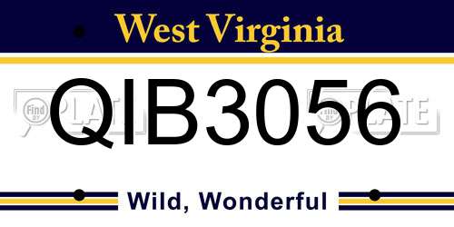QIB3056 West Virginia License Plate