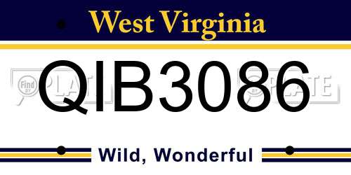 QIB3086 West Virginia License Plate