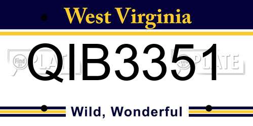 QIB3351 West Virginia License Plate