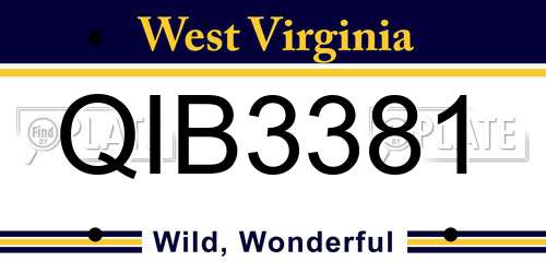 QIB3381 West Virginia License Plate