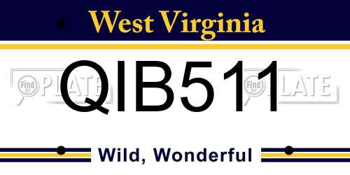 QIB511 West Virginia License Plate