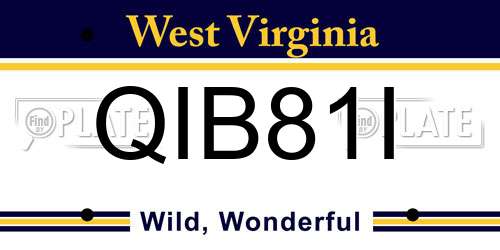 QIB81I West Virginia License Plate