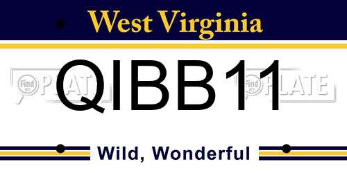 QIBB11 West Virginia License Plate