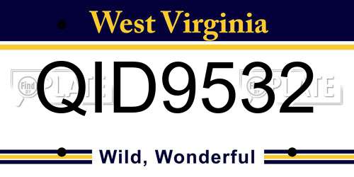 QID9532 West Virginia License Plate