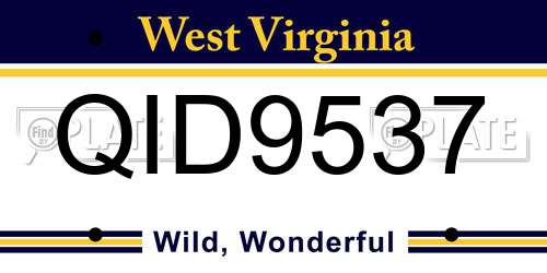 QID9537 West Virginia License Plate
