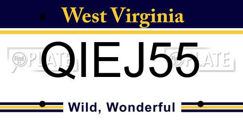 QIEJ55 West Virginia License Plate