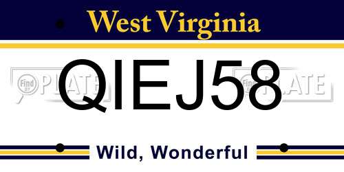 QIEJ58 West Virginia License Plate