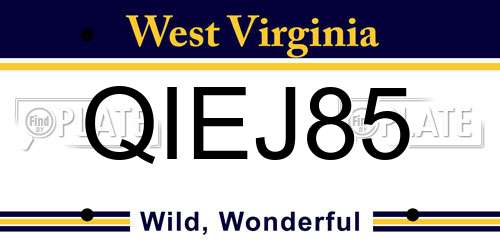 QIEJ85 West Virginia License Plate