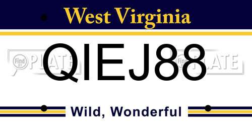 QIEJ88 West Virginia License Plate