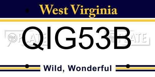 QIG53B West Virginia License Plate