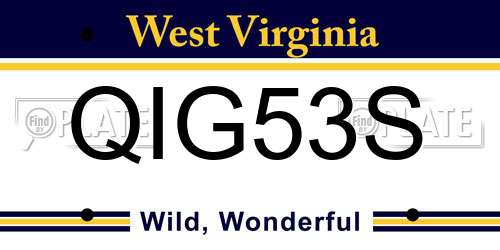 QIG53S West Virginia License Plate