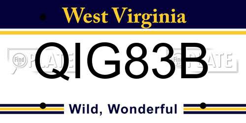 QIG83B West Virginia License Plate