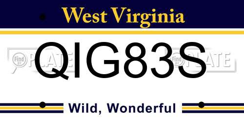 QIG83S West Virginia License Plate