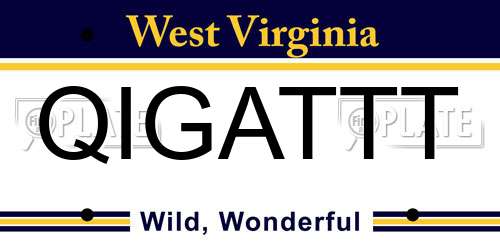 QIGATTT West Virginia License Plate