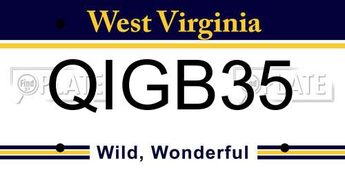 QIGB35 West Virginia License Plate