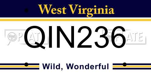 QIN236 West Virginia License Plate