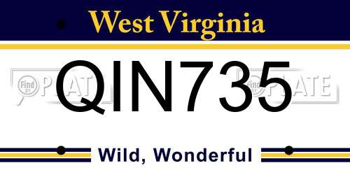 QIN735 West Virginia License Plate
