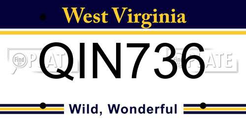 QIN736 West Virginia License Plate