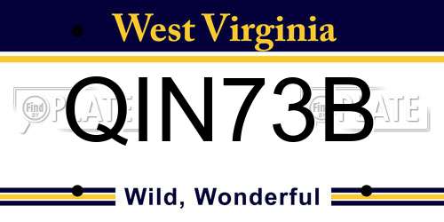 QIN73B West Virginia License Plate