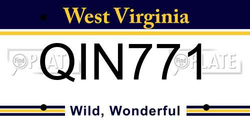 QIN771 West Virginia License Plate