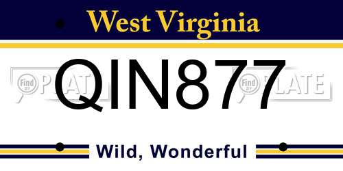 QIN877 West Virginia License Plate