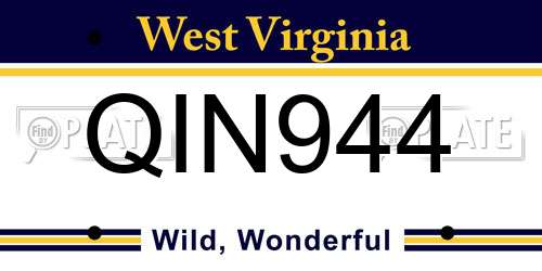 QIN944 West Virginia License Plate