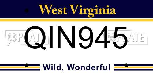 QIN945 West Virginia License Plate