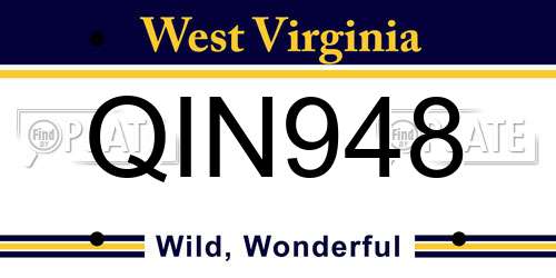 QIN948 West Virginia License Plate