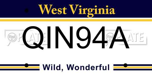 QIN94A West Virginia License Plate