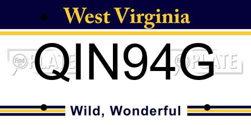 QIN94G West Virginia License Plate