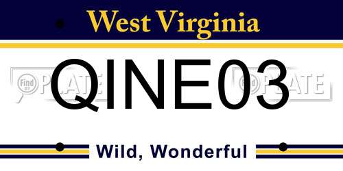 QINE03 West Virginia License Plate