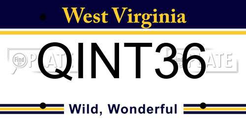 QINT36 West Virginia License Plate