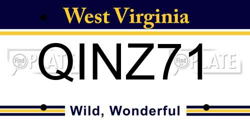 QINZ71 West Virginia License Plate