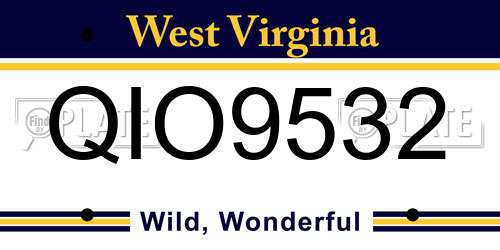 QIO9532 West Virginia License Plate