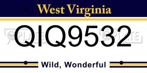 QIQ9532 West Virginia License Plate