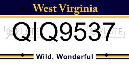 QIQ9537 West Virginia License Plate