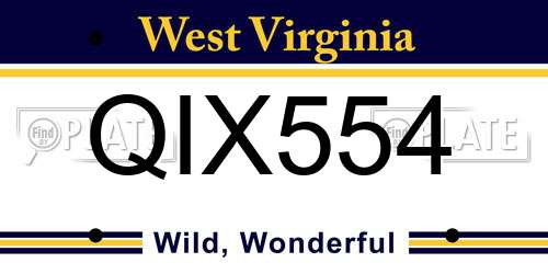 QIX554 West Virginia License Plate