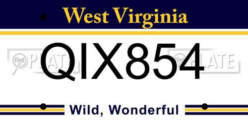 QIX854 West Virginia License Plate