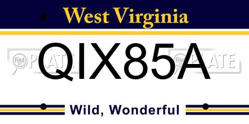 QIX85A West Virginia License Plate