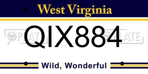 QIX884 West Virginia License Plate