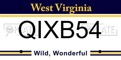 QIXB54 West Virginia License Plate