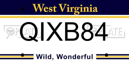 QIXB84 West Virginia License Plate